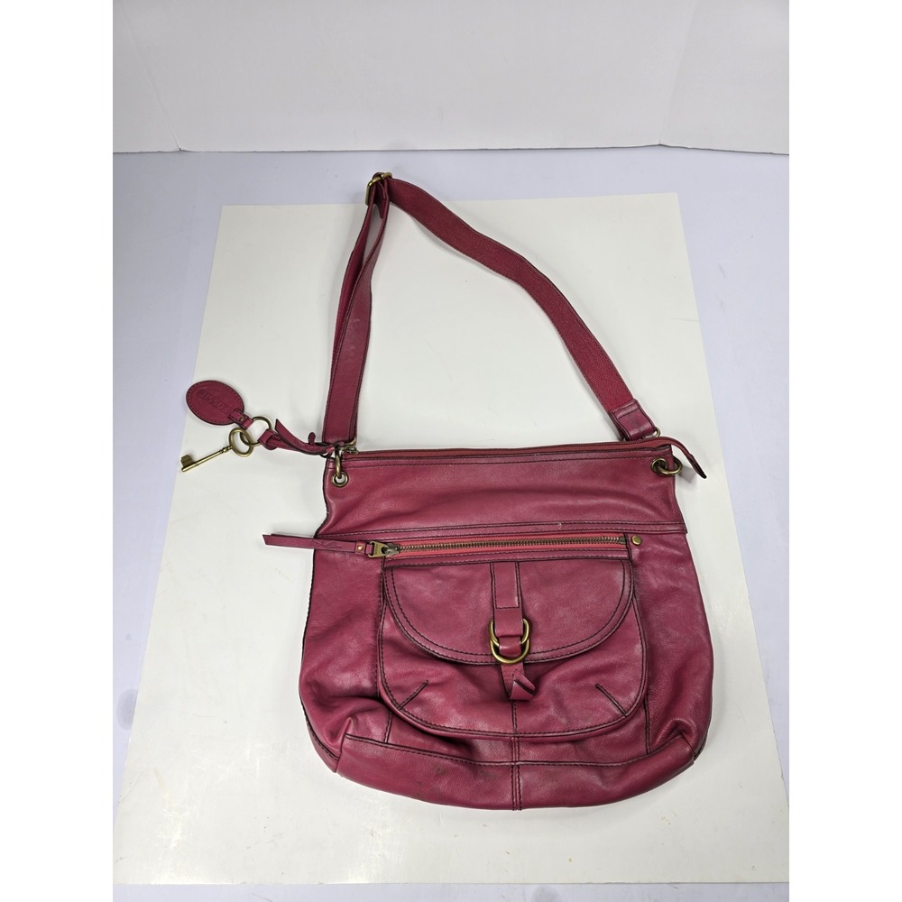 Fossil Leather Long Live Vintage 1954 Shoulder‎ Satchel Purse w/Fossil Key Large